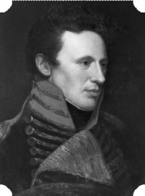 A black and white portrait of Zebulon Pike in military uniform.
