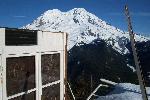 Inside a fire lookout with no roof & no walls.