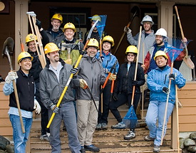 Volunteers from Recreational Equipment, Inc. (REI) helped reopen trails at Mount Rainier after storms during the winter of 2006-2007.