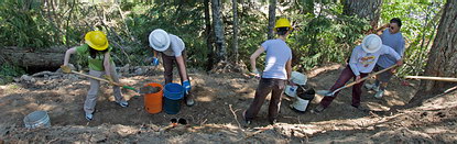 Volunteers hard at work on the Wonderland Trail near Cougar Rock