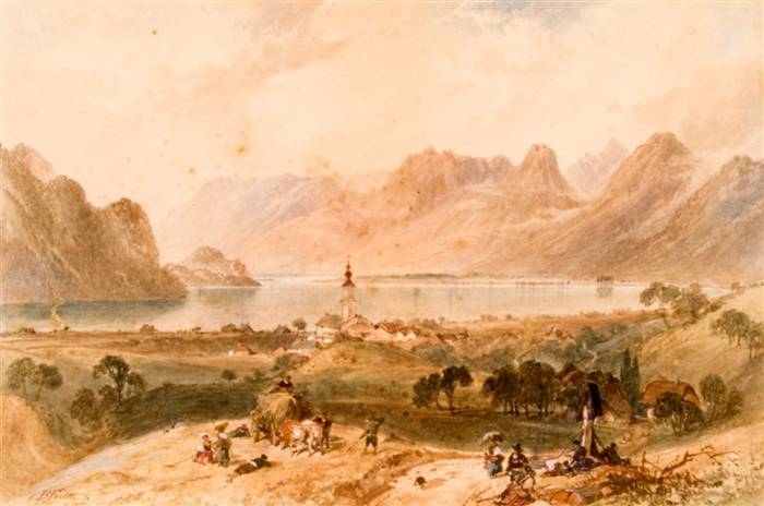 Image of painting titled (Lakeside Village of St. Gilgen)