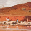 Image of painting titled (Pueblo Colorado Wash north of the Hubbell Trading Post with Hubbell Hill visible on the left)