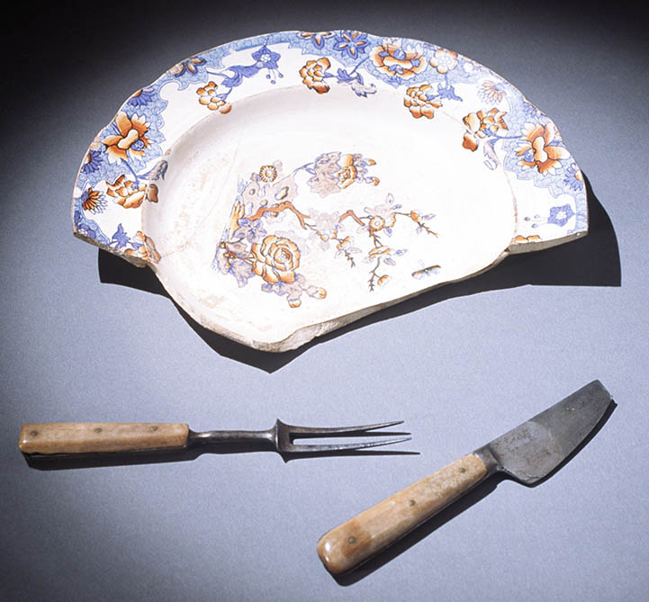 Knife, fork, and plate