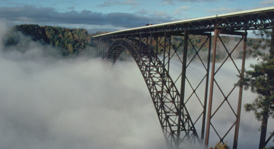 New River Gorge Bridge and Fog