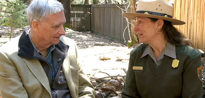 Photo of Dr. E. O. Wilson with Shauna Potocky of Yosemite National Park.