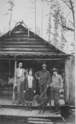 Grant Humes and others on the porch of Humes Ranch in 1926