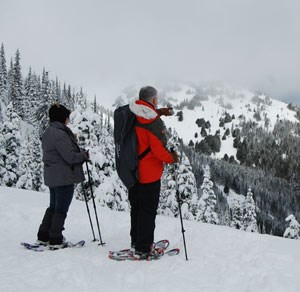 Snow shoers enjoy vista views at Hurricane Ridge.