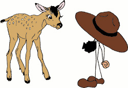 Stick figure with deer