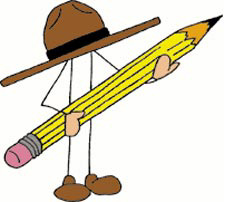 Stick figure with pencil