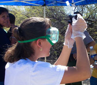 Student doing water quality testing