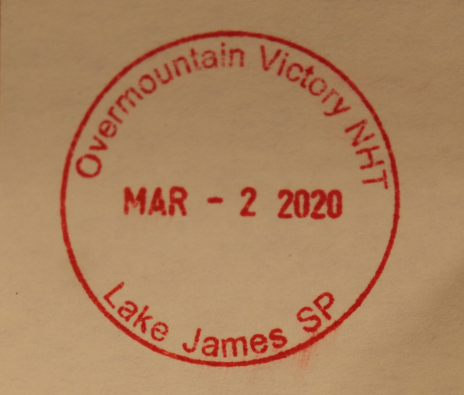 Passport Stamp for Lake James State Park of the Overmountain Victory NHT