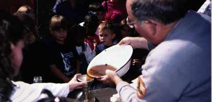 apple cider pressing with kids