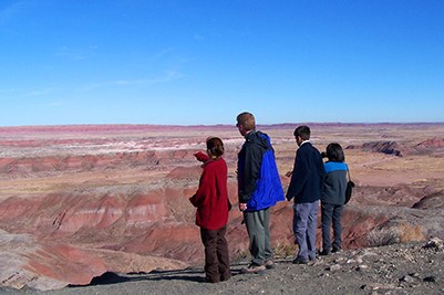 Family enjoying the view of the Painted Desert from the Rim Trail