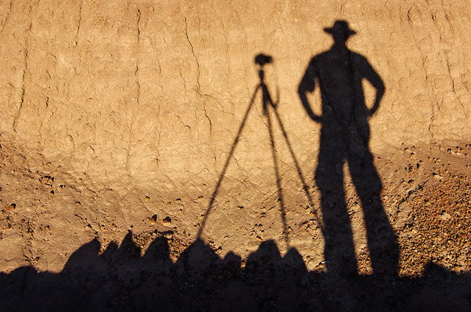 Shadow of Photographer Stuart Holmes at Blue Mesa