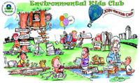 This logo for the EPA's environmental kids club features sketches of children exploring science topics in the outdoors.
