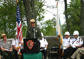 Superintendent Jim Northup was the featured speaker at the June 21 Naturalization Ceremony at Miners Castle within Pictured Rocks National Lakeshore.