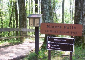 The trail to Miners Falls features a self-guided nature guide.