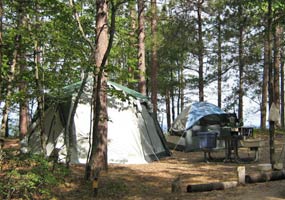 Tent camping at Twelvemile Beach Campground.