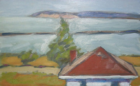 This seagull's view depicts the cupola of the Grand Marais Coast Guard Station.&nbsp;