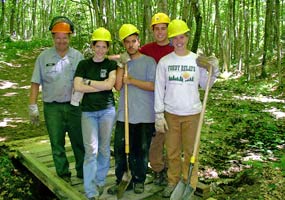 This Student Conservation Association trail crew volunteered their efforts on the Chapel Trail.