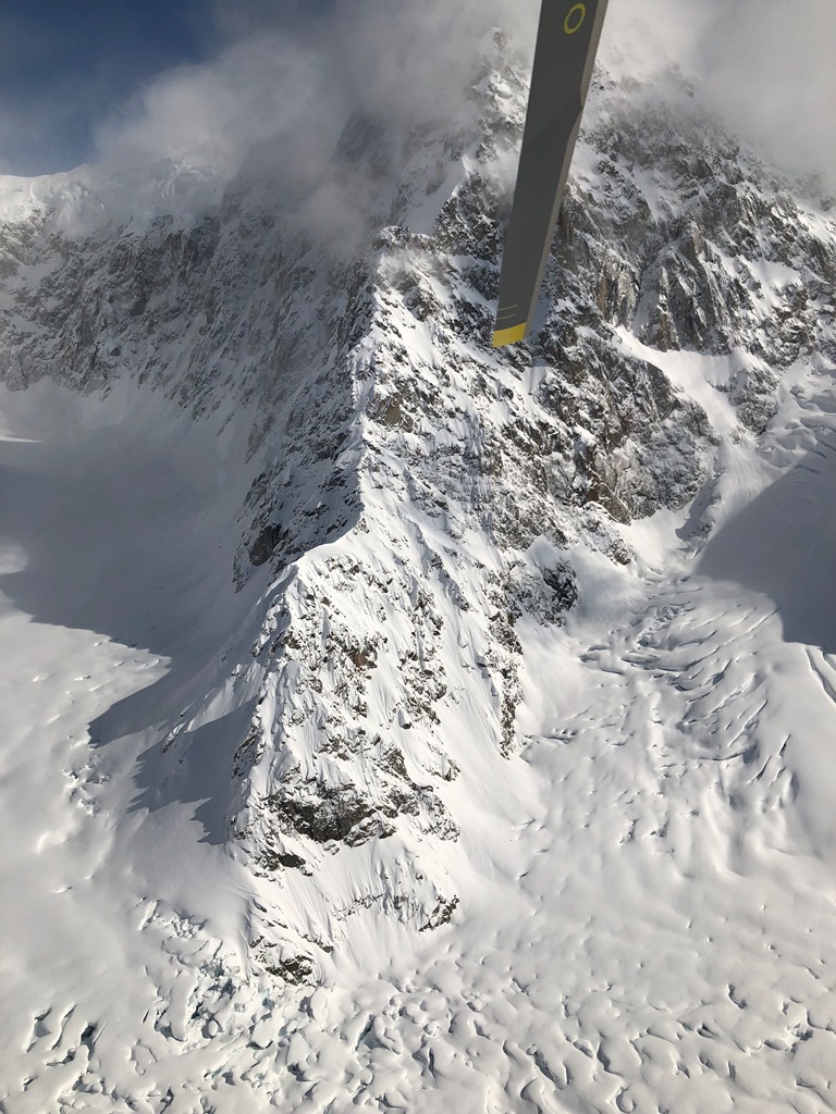 A view of the Southwest Ridge of Peak 11,300 from the park helicopter