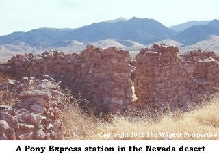 Ruins of a Pony Express station in the Nevada desert.