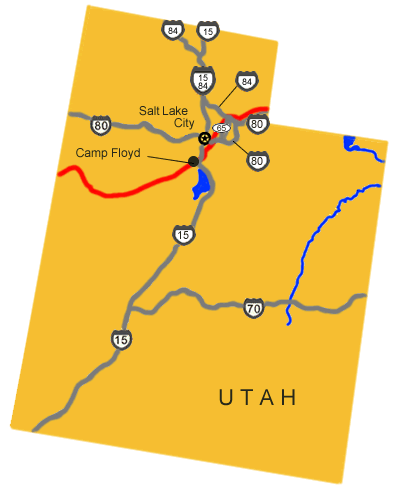 Map image showing the location for the Camp Floyd Station.