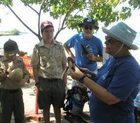 Boy scouts learning about humpback whales at the 2009 Cultural Festival.