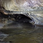 Cave features and a river