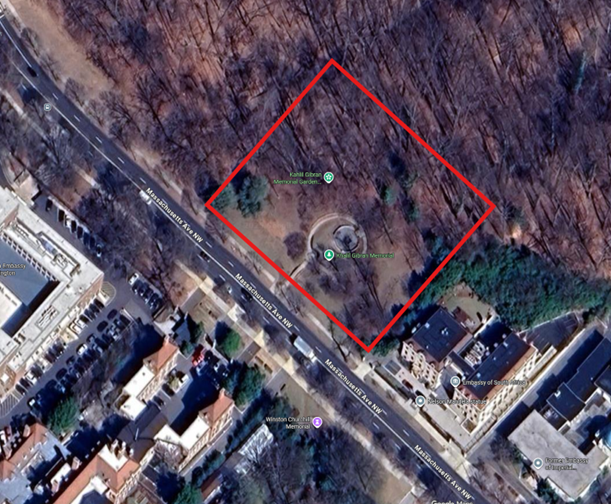 A map of the temporary closure area near the Kahlil Gibran Memorial