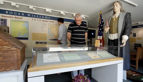 Viewing exhibit in Visitor Center