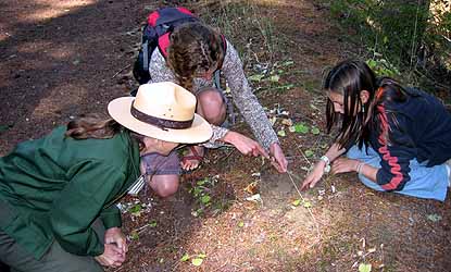 Park Ranger darlene Wahl assists students