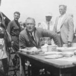 Franklin Delano Roosevelt having lunch at the Big Meadows CCC camp, August, 1933. Franklin Delano Roosevelt having lunch at the Big Meadows CCC camp, August, 1933.