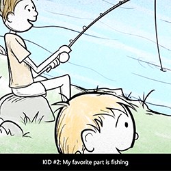 Drawing of two boys fishing