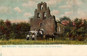 Postcard ca. 1901-1907. Mission San Francisco de Espada, San Antonio, Texas