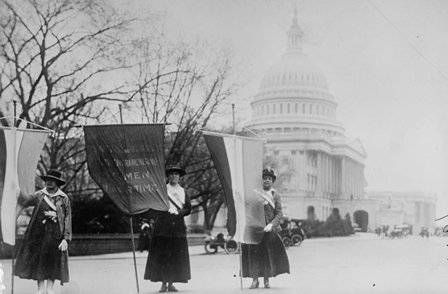 WOMAN SUFFRAGE PICKET PARADE, 1917. Library of Congress, https://www.loc.gov/item/2016868863/