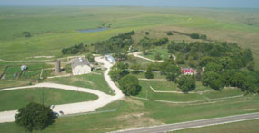 View the ranch headquarters area from above the tree line. View the ranch headquarters area from above the tree line.