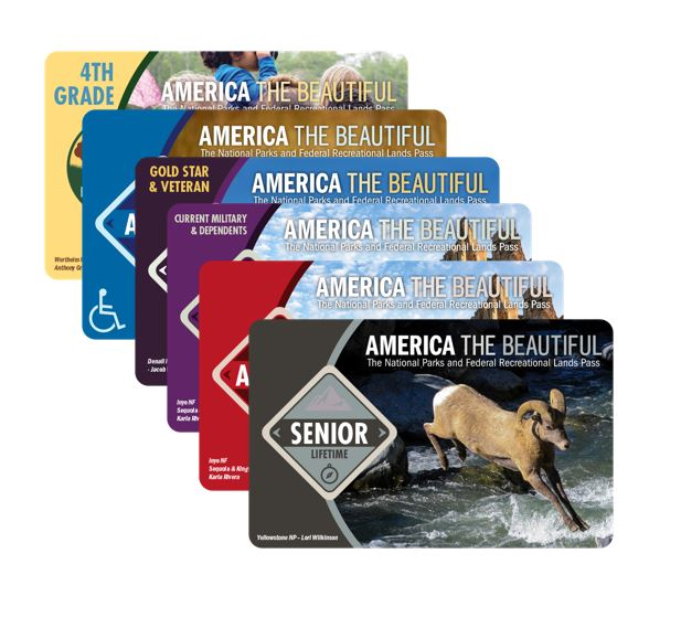 A stack of all six versions of the America the Beautiful Pass