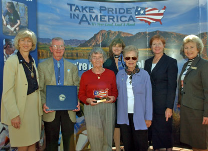 Tumac&aacute;cori Volunteers receiving the national Take Pride in America award for Volunteer Program