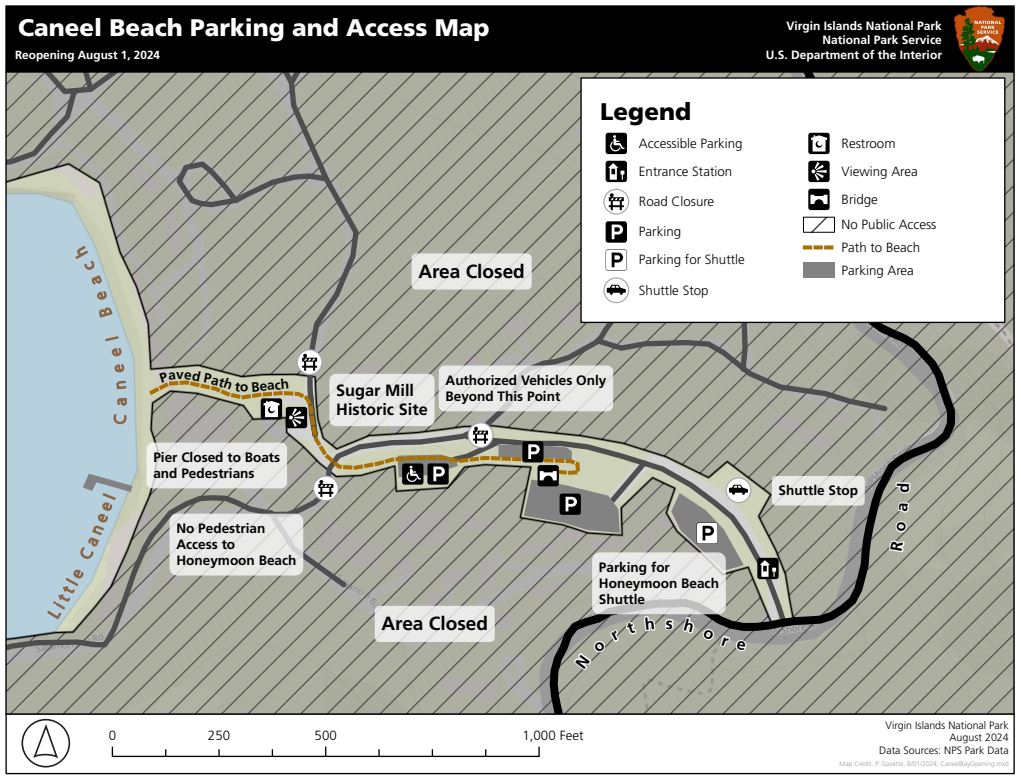 Caneel Beach Opening Park Map