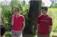 Two people listening intently