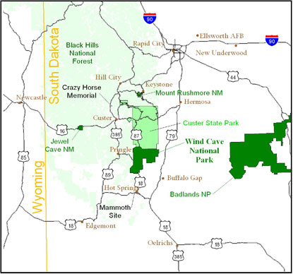 Wind Cave Area Map