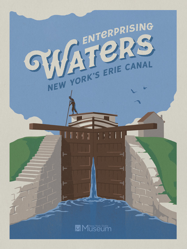 A poster advertising "Enterprising Waters: New York's Erie Canal"