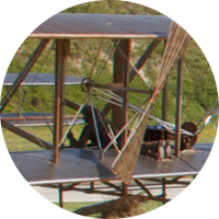 Sculpture of the Wright brothers' historic first flight.