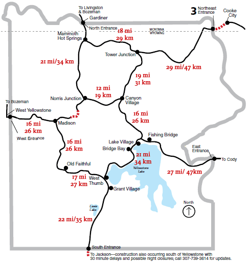 Map showing road closures, construction and delays