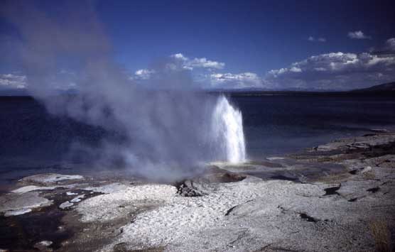 Lakeshore Geyser erupting
