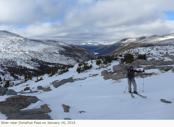 Skier near Donahue Pass on January 16, 2015