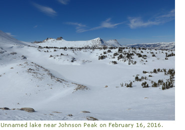 Unnamed lake near Johnson peak on February 16, 2016.