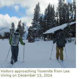 Visitors approaching Yosemite from Lee Vining on December 13, 2014