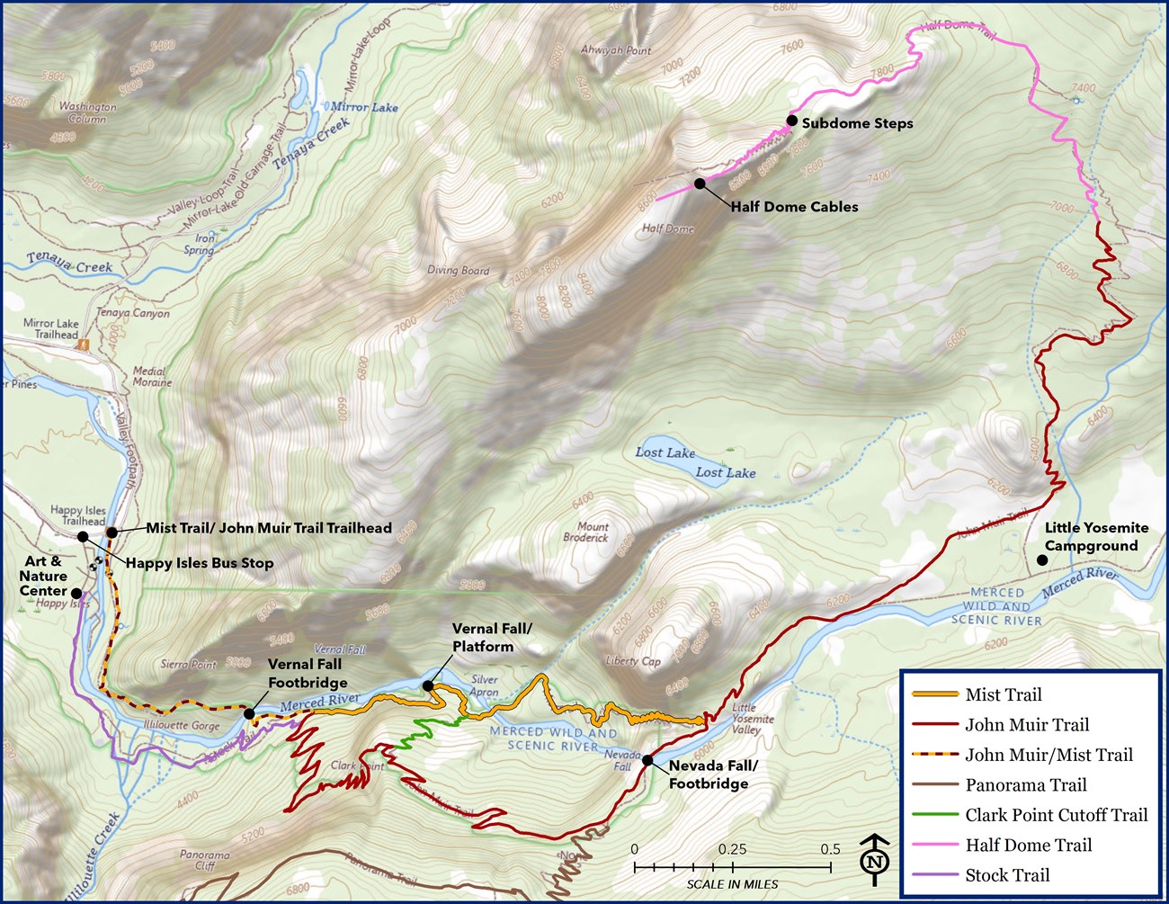 Map showing project area along the Mist Trail corridor